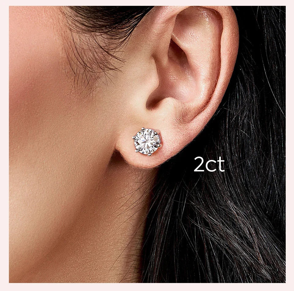 Certified D Color Moissanite Stud Earrings Gold Plated - Smarsty