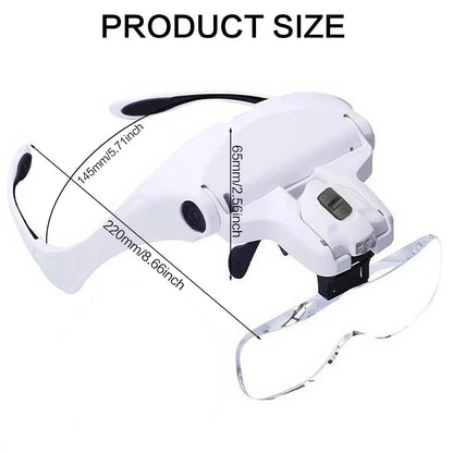 LED Light Head Magnifier with Adjustable 5 Lenses - Smarsty