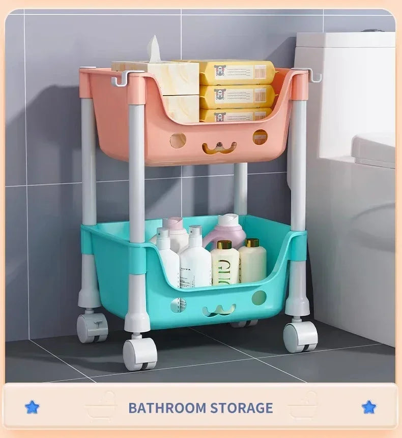 Storage Trolley Bookshelf Snack Rack For Children Storage Organizer Bathroom Accessories Closet Organizer Toy Kitchen Storage by Smarsty