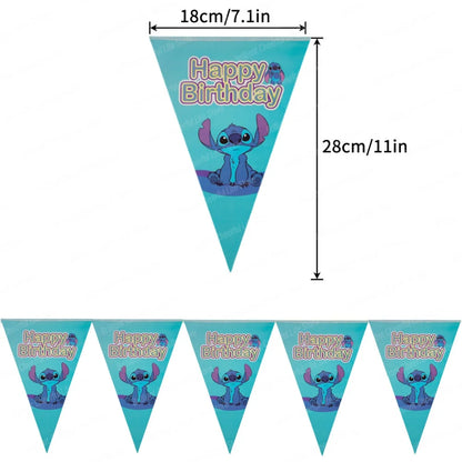 Disney Stitch Birthday Bunting Flags for Kids Parties - Smarsty