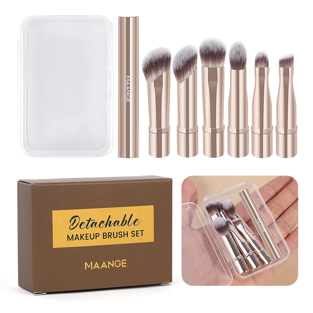 MAANGE Double Ended Makeup Brush Set for Travel and Contour - Smarsty