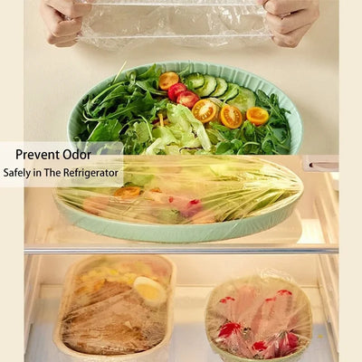 Disposable Food Cover Plastic Shower Cap Fruit Food Cover Elastic Plastic Wrap Cover Food Grade Storage Bag Kitchen Organizer by Smarsty