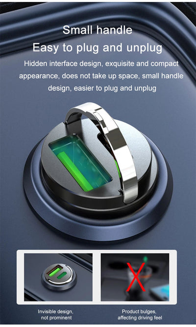 200W mini car charger fast charging for iPhone QC3.0 mini PD USB Type C car mobile phone charger for Xiaomi Samsung Huawei - Smarsty