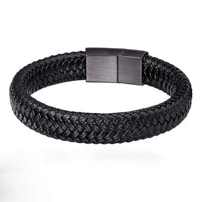 Black PU Leather Magnetic Bracelet for Men Elegant Gift - Smarsty