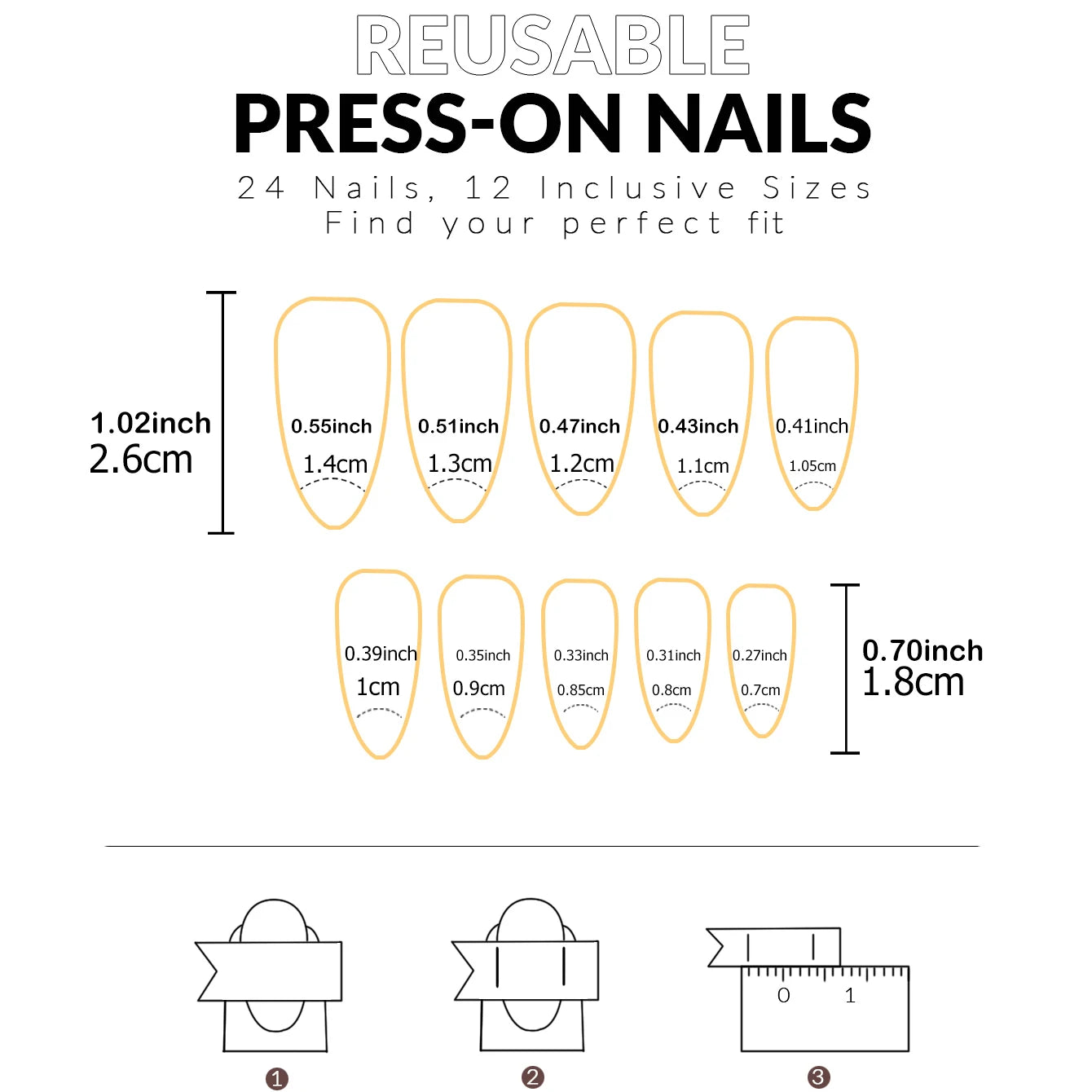 24PCS French Almond Fake Nails with Pearl Trim - Smarsty