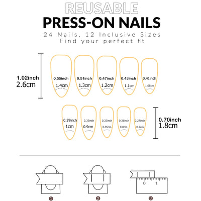 24PCS French Almond Fake Nails with Pearl Trim - Smarsty