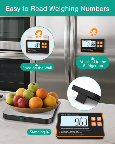 15KG Wireless Magnetic Digital Kitchen Scale with Remote LCD Display Split-Designed Food Scale for Baking Cooking Meal Prep by Smarsty