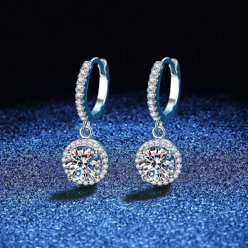 Sterling Silver Moissanite Hoop Earrings Hypoallergenic - Smarsty