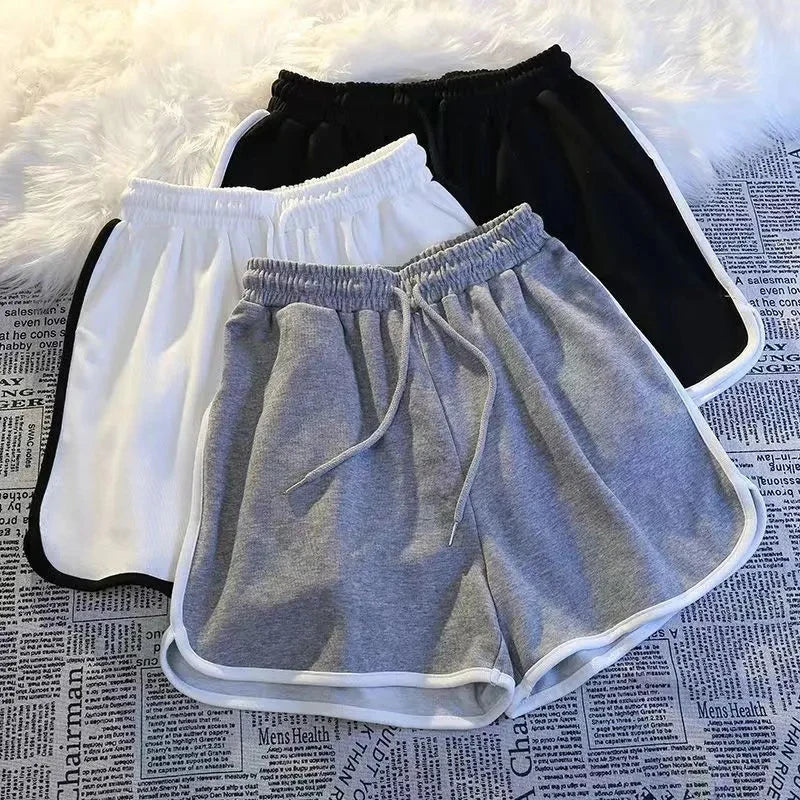 Striped Sports Shorts Women Korean Fashion Casual Mini Shorts Summer Simple Loose Wide Leg Shorts Ladies New - Smarsty