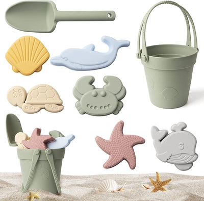 Children Silicone Beach Toy Shovel Ocean Outdoor Parent-child Beach Portable Beach Bucket Durable Sand Digging And Storage Tool by Smarsty