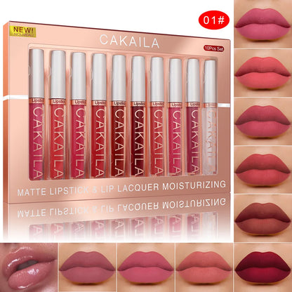 CAKAILA 10 Piece Nude Lip Gloss Set Long Lasting Velvet Finish - Smarsty