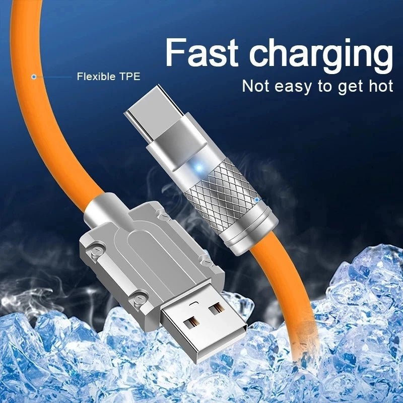 3PCS 120W Super Fast Charge Type-C Liquid Silicone Cable Quick Charge USB C Lines For Xiaomi Huawei Samsung USB Phone Data Wire - Smarsty
