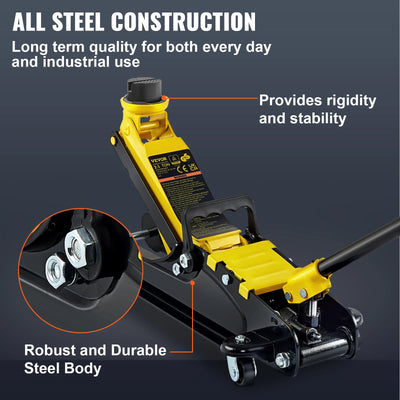 SucceBuy 2.5T Floor Hydraulic Jack Pneumatic Low Profile Floor Jack Heavy-Duty Steel Floor Jacks with Single Piston Lift Pump - Smarsty