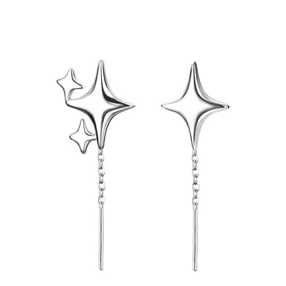 925 Sterling Silver Star Earrings with Tassel Design for Women - Smarsty