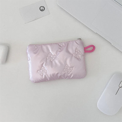 Silver Bow Coin Purse Zipper Wallet Organizer Cosmetic Bag - Smarsty