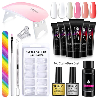 Poly Nail Gel Set With 6W LED Lamp For Beginners - Smarsty