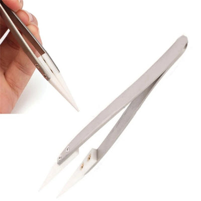 Ceramic Tipped Stainless Steel Tweezers Tips Heat Pointed Resistant Tweezer Electronic Soldering Tweezers Fine Pointed Tip - Smarsty