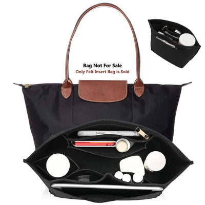 Felt Insert Bag Fits For Longchamp Handbag Liner Bag Felt Cloth Makeup Bag Support Travel Portable Insert Purse Organizer - Smarsty