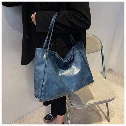 Women PU Leather Tote Bag Large Capacity Shoulder Crossbody - Smarsty