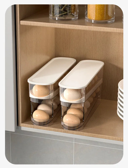 Slide Type Egg Carton Double Automatic Egg Roller Refrigerator Side Door Egg Storage Kitchen Countertop Egg Holder by Smarsty