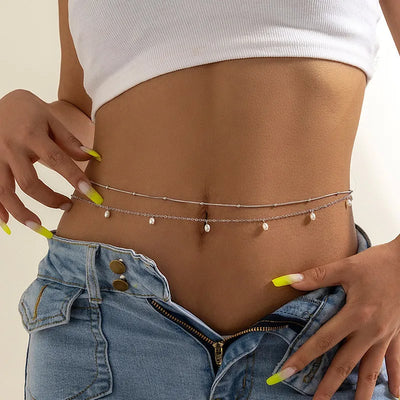 Fashion Sexy Double Layer Pearl Belly Chain for Women - Smarsty