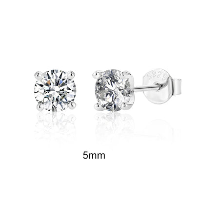 Moissanite Stud Earrings 0.5 To 1.2 Carat Sterling Silver - Smarsty