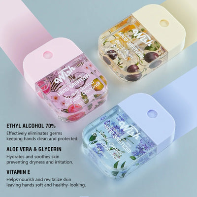 4 Power Spray Moisturizing Hand Sanitizer Spray, Containing Coconut, Watermelon, Sugar, Cucumber, Cherry Blossom And Other Flavo