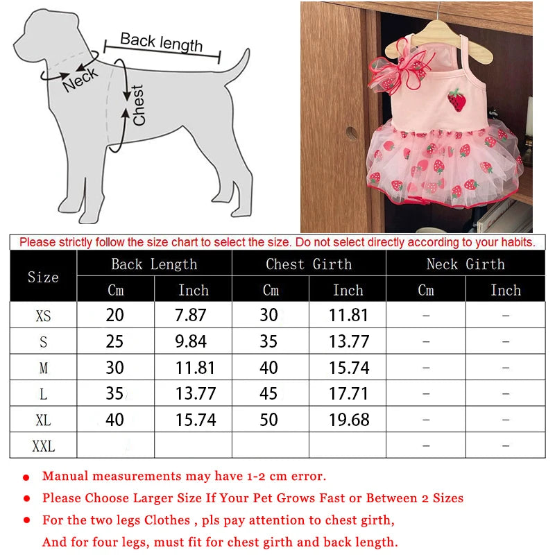 Summer Strawberry Dog Dress with Suspender Skirt - Smarsty