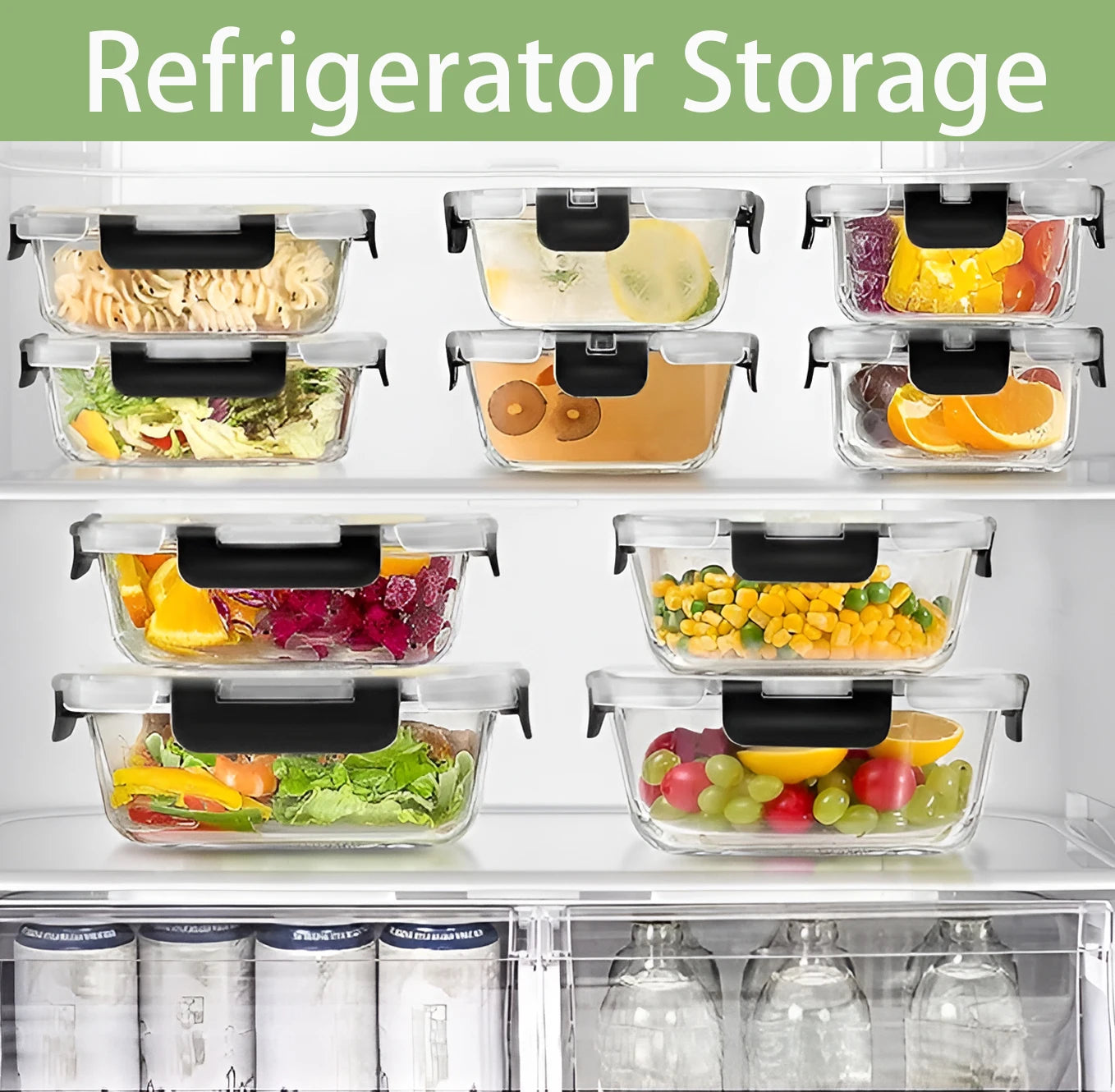 12pcs Glass Lunch Box Food Storage Containers Meal Prep Airtight Bento Boxes for Microwave Oven Freezer and Dishwasher BPA Free