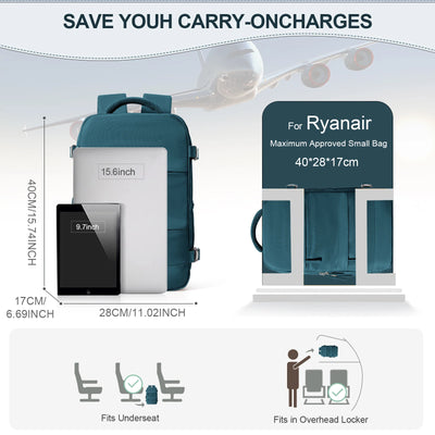 Women Men Hand Luggage Ryanair 40x20x25 Backpack Business Laptop Bag College Travel Backpack Waterproof Carry on Cabin Backpack - Smarsty