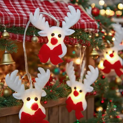 Battery Operated Reindeer String Lights 20 LED | Warm White Elk Fairy Lights for Christmas Tree, Bedroom & Holiday Party Decor