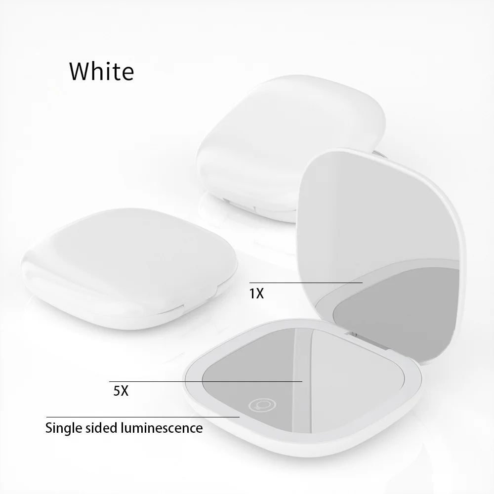 Compact Foldable LED Makeup Mirror With 5x/10x Magnification - Smarsty