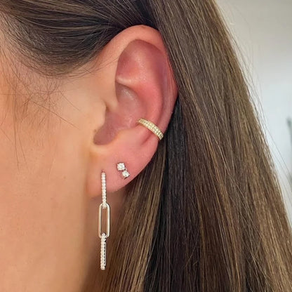925 Sterling Silver Hoop Earrings White Crystal Luxury - Smarsty