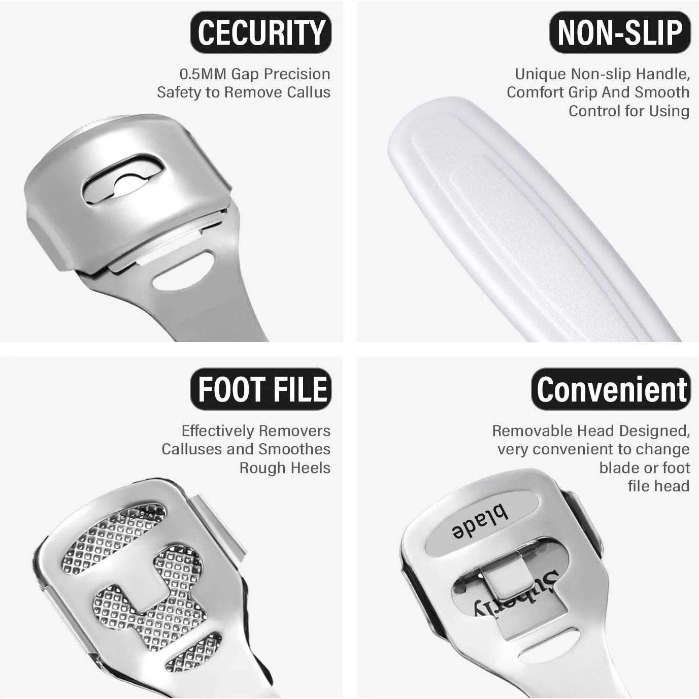 Foot Callus Shaver Heel Hard Skin Remover Hand Feet Pedicure Razor Tool Shavers Stainless Steel Handle 10 Blades Foot Care Tools - Smarsty