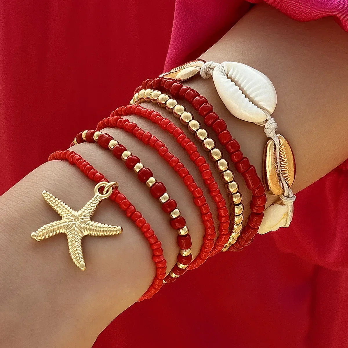 Boho Summer Starfish Bracelet Set for Women - Smarsty