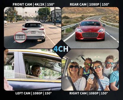 4 Channel GPS Dash Cam Front 4K Night Vision Parking - Smarsty