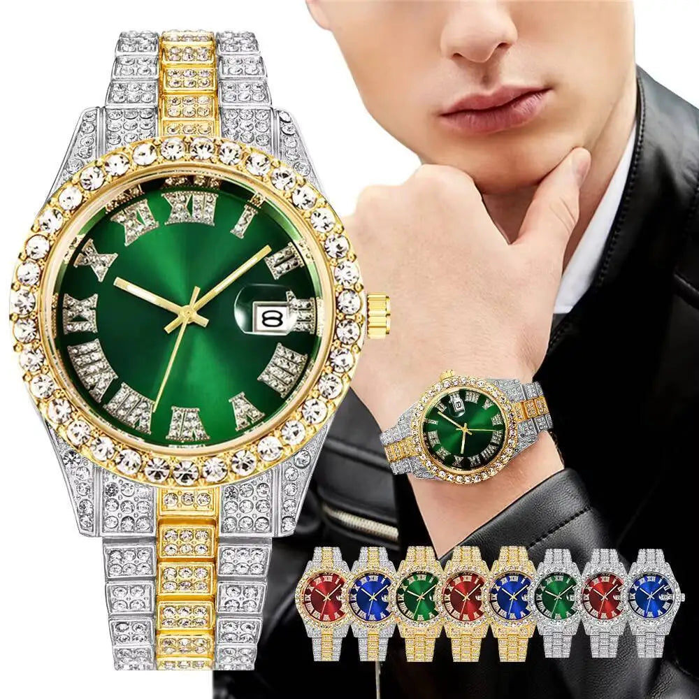 Luxury Diamond Quartz Watch for Men with Stainless Steel Strap - Smarsty