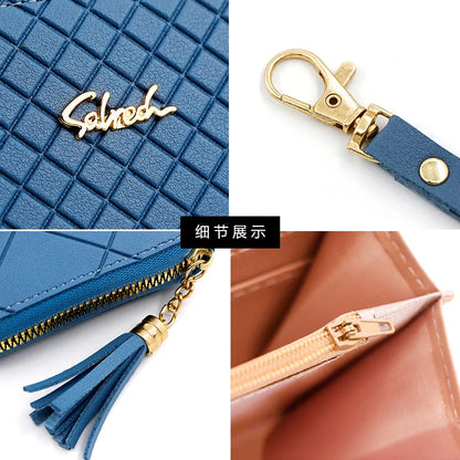 Zipper Money Coin Purse Women Card Holder Long PU Leather Clutch Wallet Large Capacity Lady Wristlet Phone HandBags Money Pocket