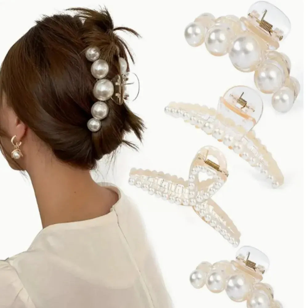 Large Pearl Grip Hair Clips for Elegant Styling - Smarsty