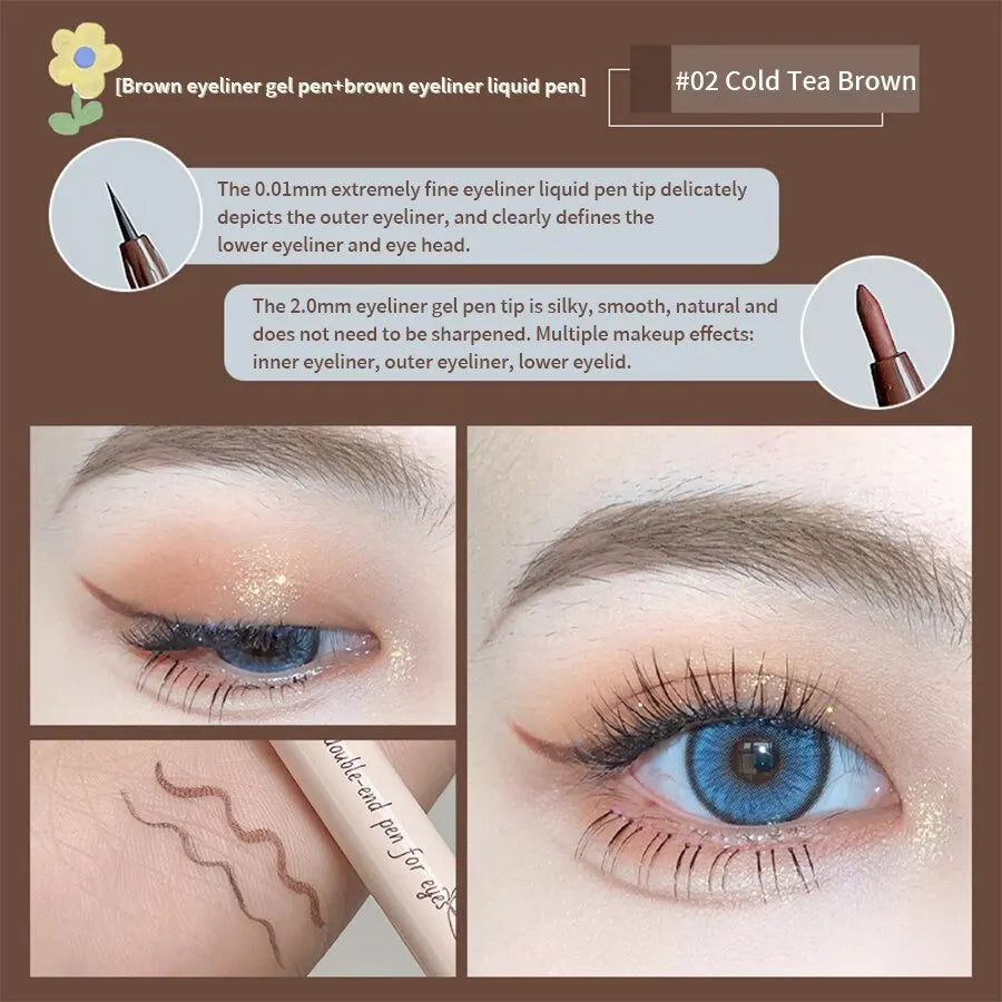 Double Head Eyeliner Pen with Fine Tip Waterproof - Smarsty