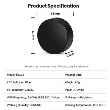 Smart WiFi IR Remote Control for Home Appliances - Smarsty