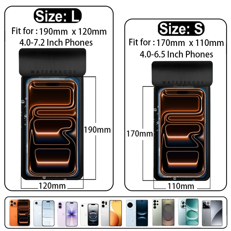 IPX8 Universal Waterproof Bag Cell Phone Pouch Case Water Proof Underwater Dry Bag For iPhone 17 Pro Max 16 Xiaomi Samsung Cover