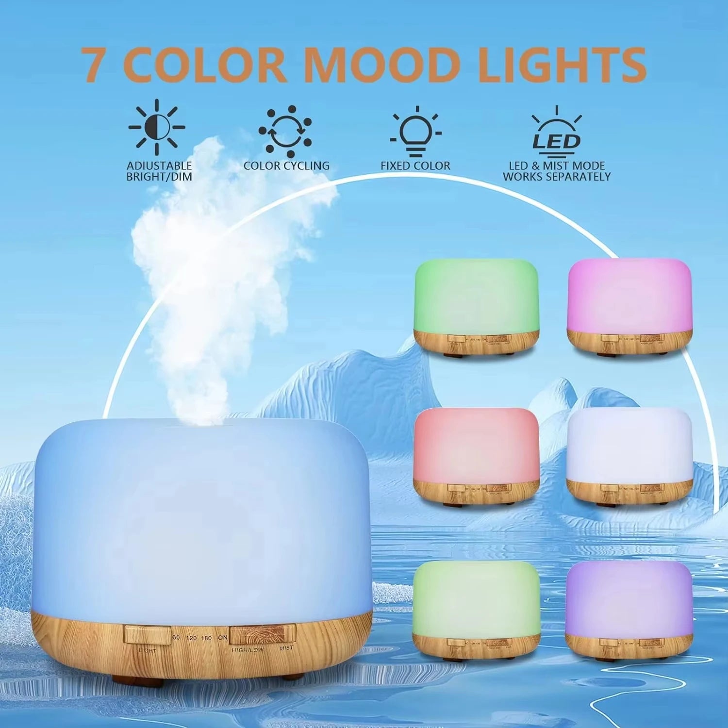 500ML Ultrasonic Cool Mist Humidifier and Essential Oil Diffuser - Smarsty