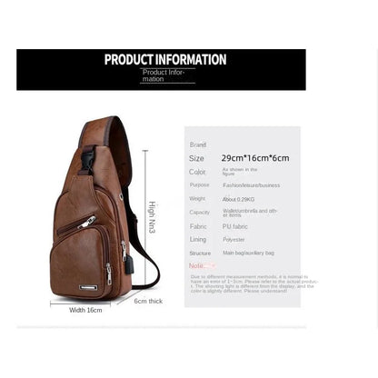 Mens USB Chest Bag With Portable Charging Crossbody - Smarsty