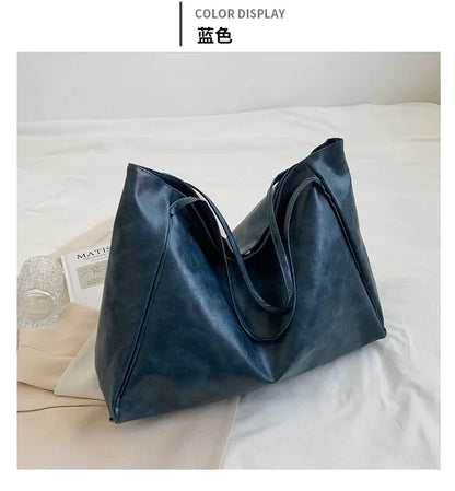 Women PU Leather Tote Bag Large Capacity Shoulder Crossbody - Smarsty