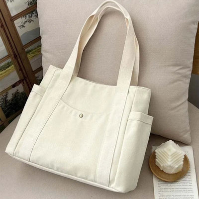 Large Capacity Canvas Tote Shoulder Bag For Work College - Smarsty