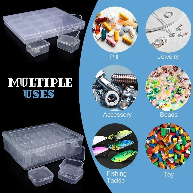Clear Plastic Bead Organizer Box with Removable Dividers - Smarsty