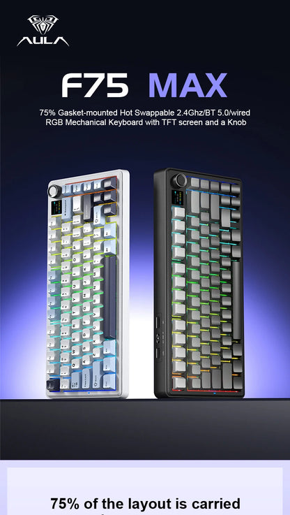 Gaming Mechanical Keyboard 75 Percent Hot Swap TFT Screen