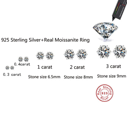 GRA Certified 0.3-3CT Moissanite Stud Earrings 925 Sterling - Smarsty
