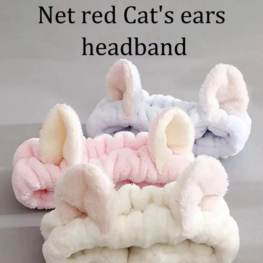 Cute Coral Fleece Cat Ear Headband for Comfort and Style - Smarsty